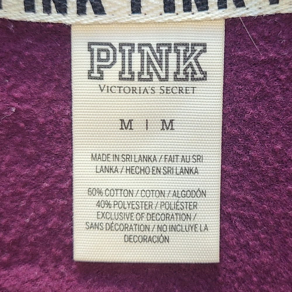 Victoria’s Secret PINK Sequin Logo Half Zip Pullover Sweatshirt Medium - Picture 4 of 8